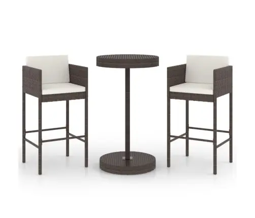 Sodo Komplektas Su Pagalvėlėmis, 3 Dalių, Rudas, Poliratanas