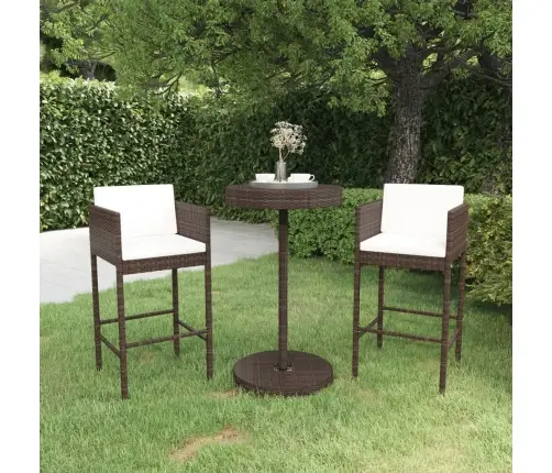 Sodo Komplektas Su Pagalvėlėmis, 3 Dalių, Rudas, Poliratanas