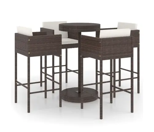 5-Daļīgs Dārza Mēbeļu Komplekts Ar Matračiem, Pe Rotangpalma Vidaxl