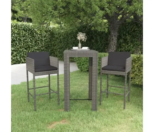 Sodo Komplektas Su Pagalvėlėmis, 3 Dalių, Pilkas, Poliratanas