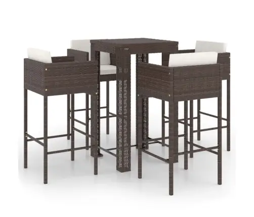 5-Daļīgs Dārza Mēbeļu Komplekts Ar Matračiem, Pe Rotangpalma Vidaxl