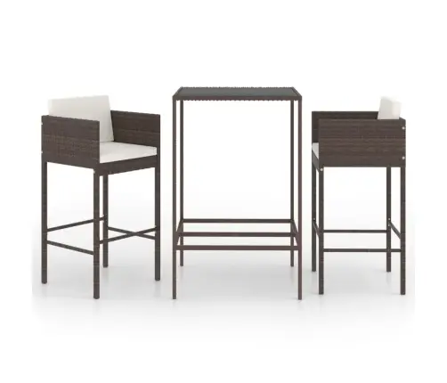 3-Daļīgs Dārza Mēbeļu Komplekts Ar Matračiem, Pe Rotangpalma Vidaxl