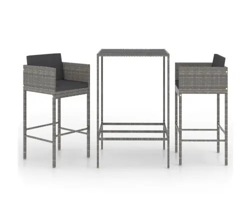 3-Daļīgs Dārza Mēbeļu Komplekts Ar Matračiem, Pe Rotangpalma Vidaxl