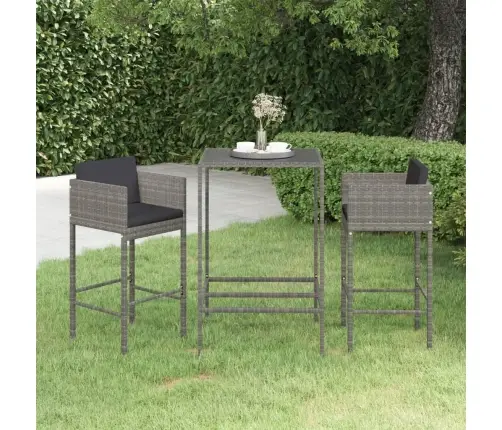 3-Daļīgs Dārza Mēbeļu Komplekts Ar Matračiem, Pe Rotangpalma Vidaxl