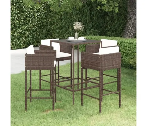 5-Daļīgs Dārza Mēbeļu Komplekts Ar Matračiem, Pe Rotangpalma Vidaxl