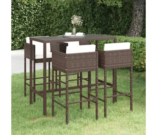 5-Daļīgs Dārza Mēbeļu Komplekts Ar Matračiem, Pe Rotangpalma Vidaxl