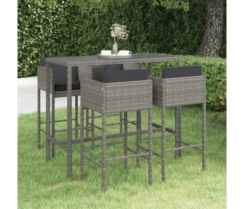 Sodo Komplektas Su Pagalvėmis, 5 Dalių, Pilkas, Poliratanas