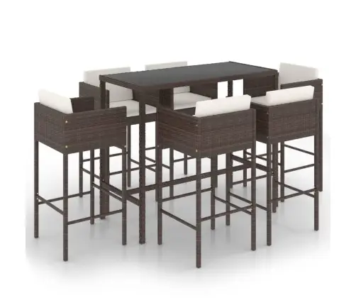 7-Daļīgs Dārza Mēbeļu Komplekts Ar Matračiem, Pe Rotangpalma Vidaxl