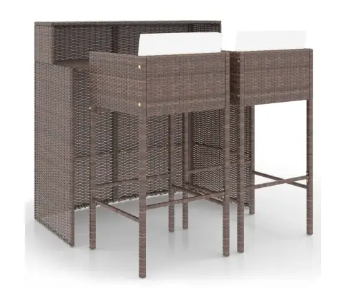 3-Osaline Aiabaari Komplekt Patjadega, Polürotang, Pruun