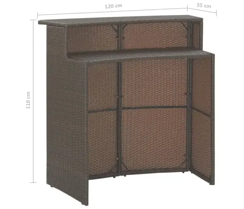 3-Osaline Aiabaari Komplekt Patjadega, Polürotang, Pruun
