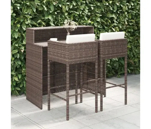 3-Osaline Aiabaari Komplekt Patjadega, Polürotang, Pruun