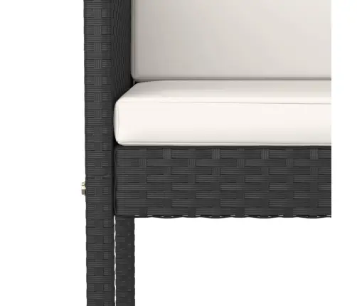 3-Osaline Aiabaari Komplekt Patjadega, Polürotang, Must