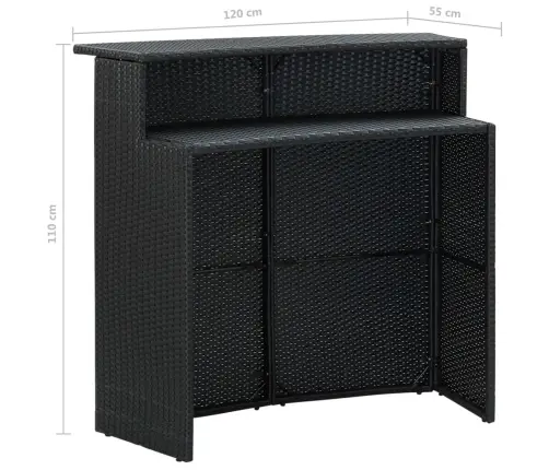 3-Osaline Aiabaari Komplekt Patjadega, Polürotang, Must