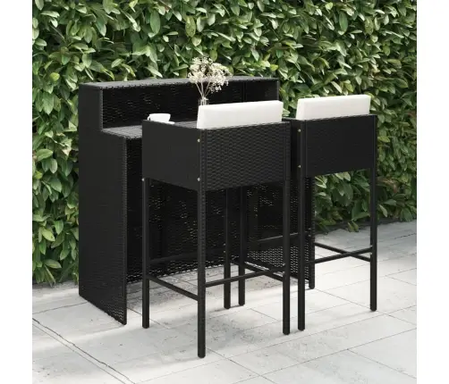 3-Osaline Aiabaari Komplekt Patjadega, Polürotang, Must