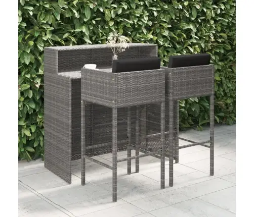 Sodo Komplektas Su Pagalvėlėmis, 3 Dalių, Pilkas, Poliratanas