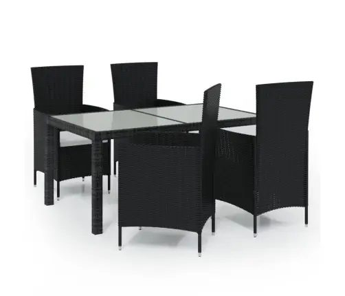 5-Daļīgs Dārza Mēbeļu Komplekts, Matrači, Melna Pe Rotangpalma Vidaxl