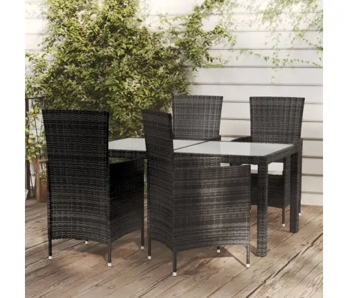 5-Daļīgs Dārza Mēbeļu Komplekts, Matrači, Melna Pe Rotangpalma Vidaxl