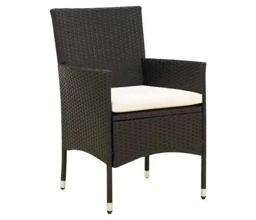 7-Osaline Aiamööblikomplekt Patjadega, Polürotang, Must