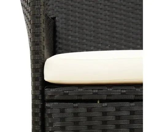 7-Osaline Aiamööblikomplekt Patjadega, Polürotang, Must