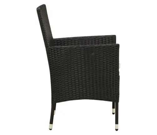 7-Osaline Aiamööblikomplekt Patjadega, Polürotang, Must