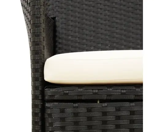 9-Daļīgs Dārza Mēbeļu Komplekts, Matrači, Melna Pe Rotangpalma Vidaxl