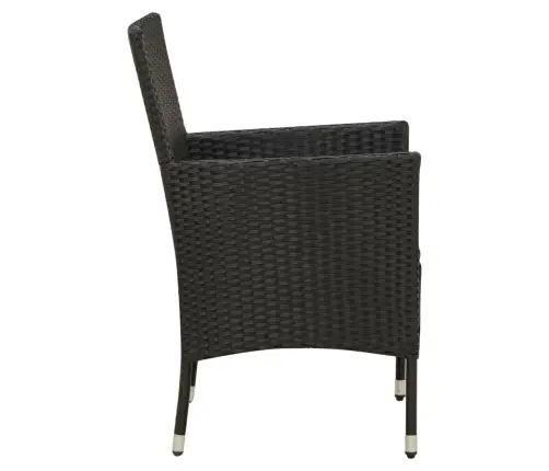 7-Osaline Aiamööblikomplekt Patjadega, Polürotang, Must