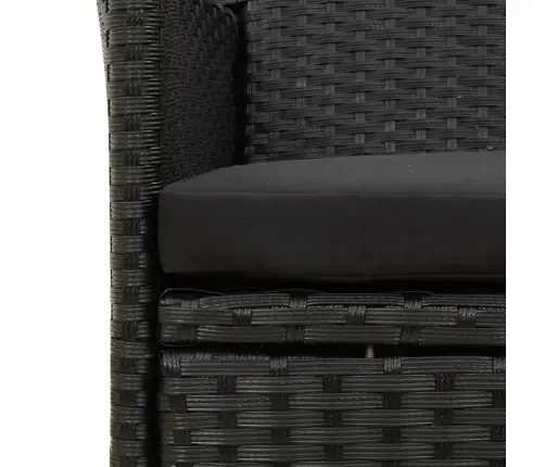 7-Osaline Aiamööblikomplekt Patjadega, Polürotang, Must