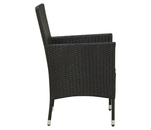 5-Osaline Aiamööblikomplekt Patjadega, Polürotang, Must