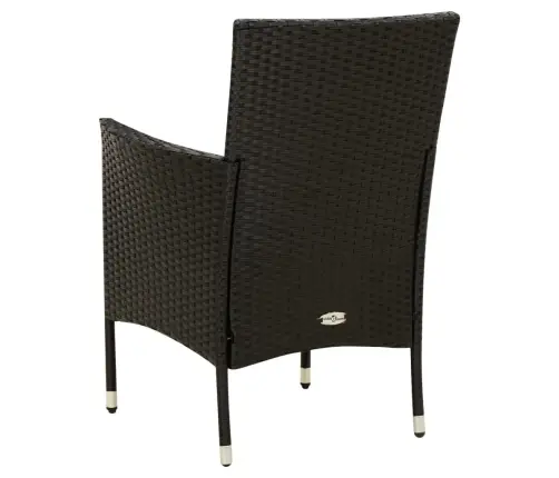 5-Osaline Aiamööblikomplekt Patjadega, Polürotang, Must