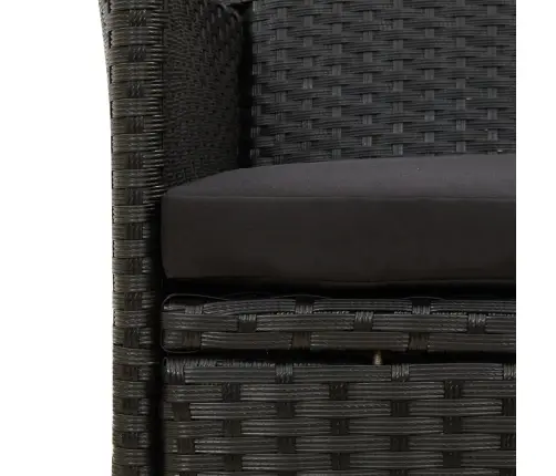 5-Osaline Aiamööblikomplekt Patjadega, Polürotang, Must