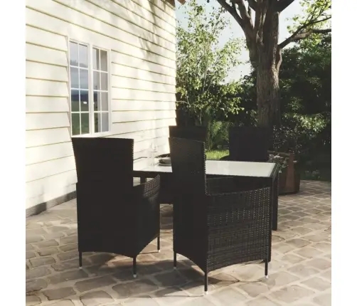 5-Osaline Aiamööblikomplekt Patjadega, Polürotang, Must