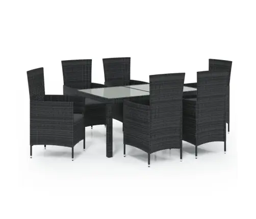 Lauko Komplektas Su Pagalvėlėmis, 7 Dalių, Juodas, Poliratanas