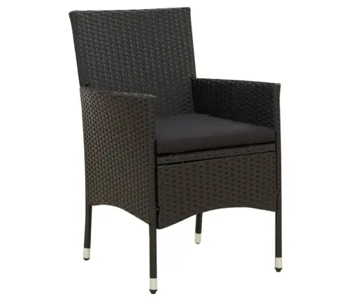 9-Osaline Aiamööblikomplekt Patjadega, Polürotang, Must