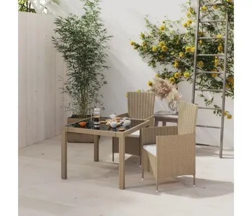 3-Osaline Aiamööblikomplekt Patjadega, Polürotang, Beež