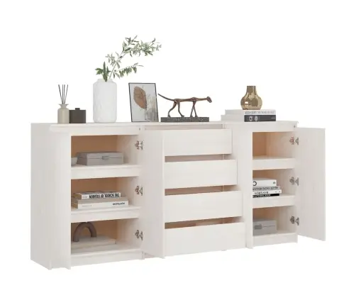 Skapīši, 3 Gab., Balti, Priedes Masīvkoks Vidaxl