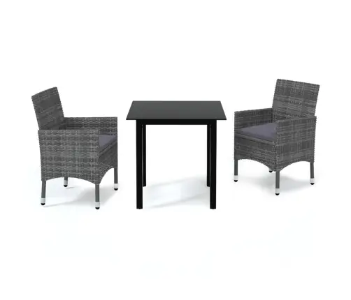 3-Daļīgs Dārza Mēbeļu Komplekts Ar Matračiem, Pe Rotangpalma Vidaxl