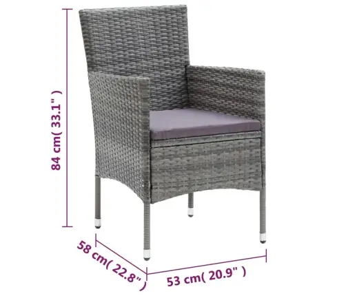 3-Daļīgs Dārza Mēbeļu Komplekts Ar Matračiem, Pe Rotangpalma Vidaxl