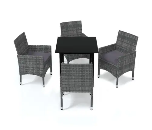 Sodo Komplektas Su Pagalvėlėmis, 5 Dalių, Pilkas, Poliratanas