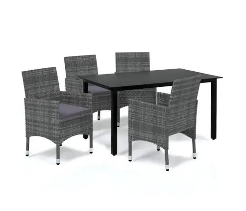 5-Osaline Aiamööblikomplekt Patjadega, Polürotang, Hall