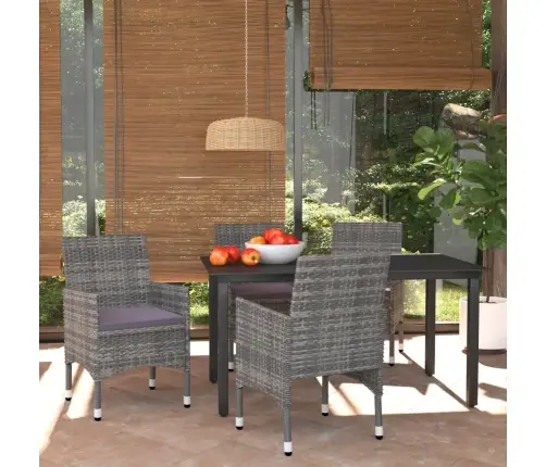 5-Osaline Aiamööblikomplekt Patjadega, Polürotang, Hall