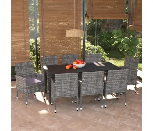 9-Daļīgs Dārza Mēbeļu Komplekts Ar Matračiem, Pe Rotangpalma Vidaxl