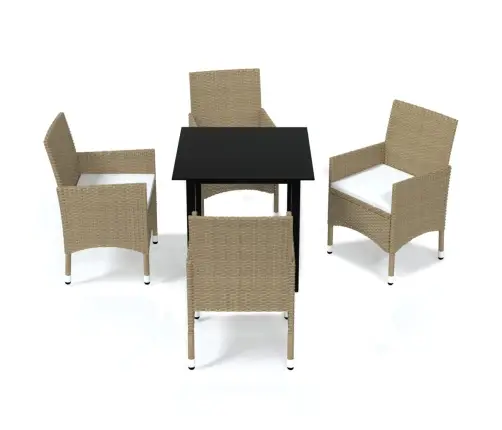 5-Osaline Aiamööblikomplekt Patjadega, Polürotang, Beež