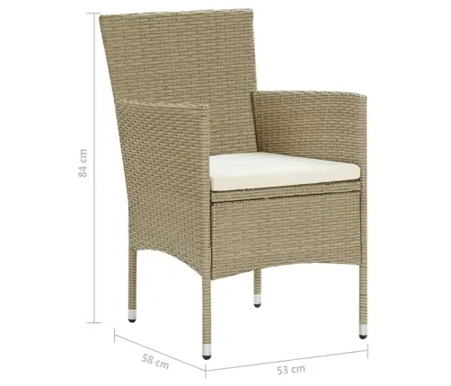 5-Osaline Aiamööblikomplekt Patjadega, Polürotang, Beež