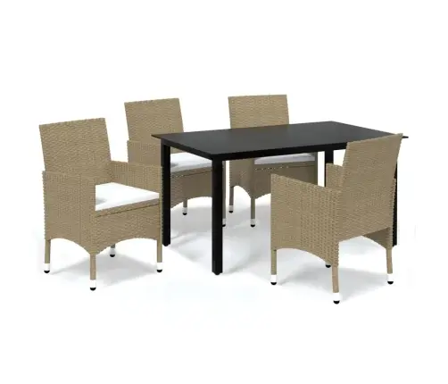 5-Osaline Aiamööblikomplekt Patjadega, Polürotang, Beež