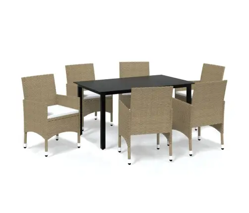 7-Daļīgs Dārza Mēbeļu Komplekts Ar Matračiem, Pe Rotangpalma Vidaxl