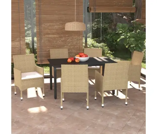 7-Daļīgs Dārza Mēbeļu Komplekts Ar Matračiem, Pe Rotangpalma Vidaxl