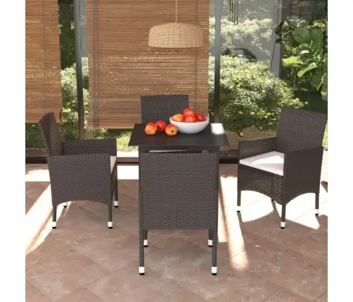 5-Daļīgs Dārza Mēbeļu Komplekts Ar Matračiem, Pe Rotangpalma Vidaxl