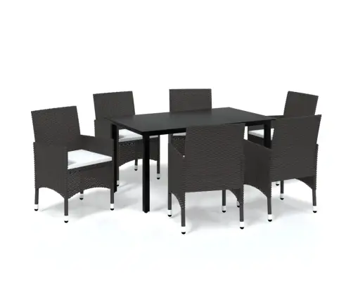 7-Osaline Aiamööblikomplekt Patjadega, Polürotang, Pruun