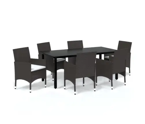 7-Osaline Aiamööblikomplekt Patjadega, Polürotang, Pruun