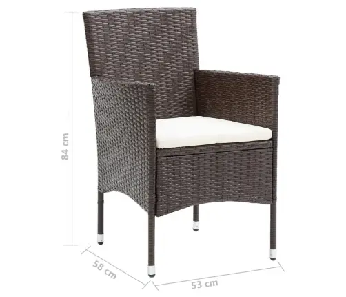 7-Osaline Aiamööblikomplekt Patjadega, Polürotang, Pruun